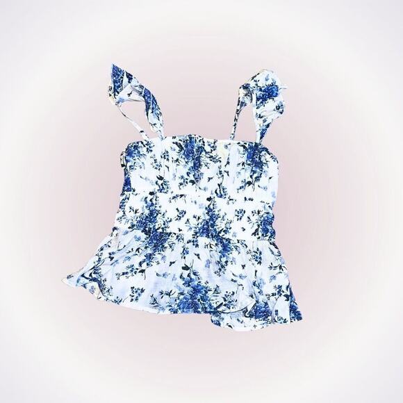 Miami Blue Floral Tank Top | Sz S - Picture 1 of 5